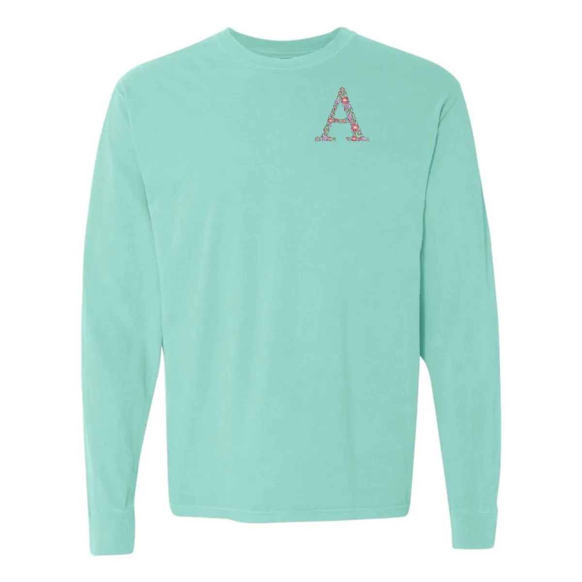 Initial 'Floral Letter' Long Sleeve T-Shirt