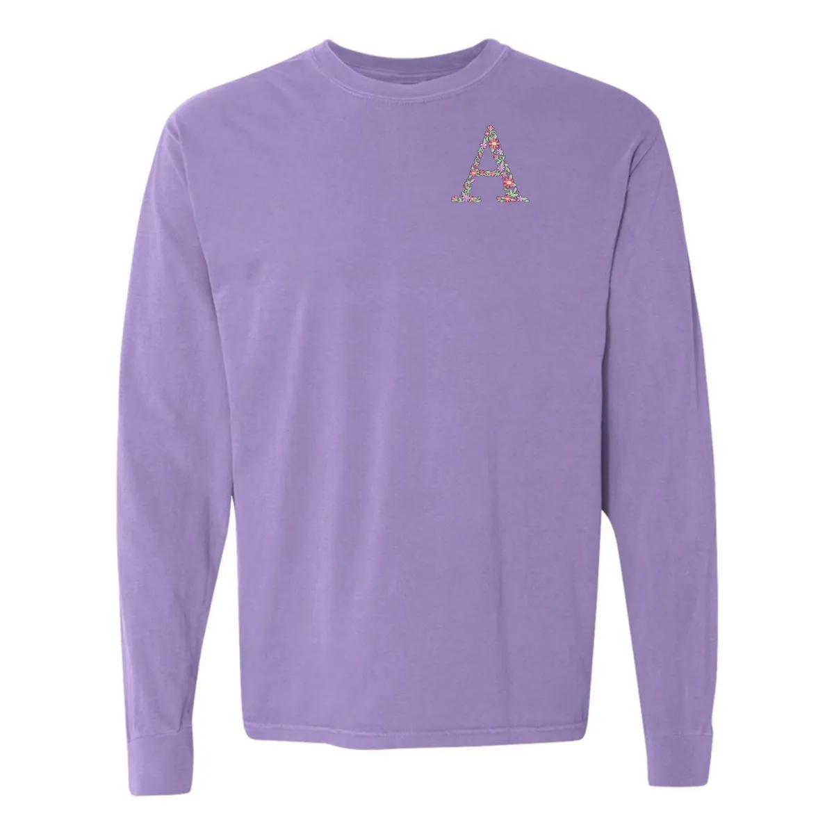 Initial 'Floral Letter' Long Sleeve T-Shirt