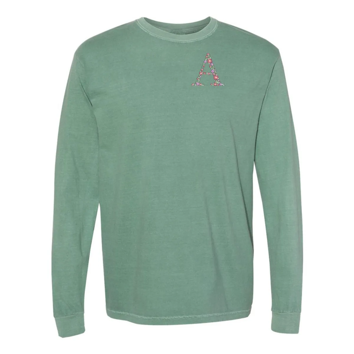 Initial 'Floral Letter' Long Sleeve T-Shirt