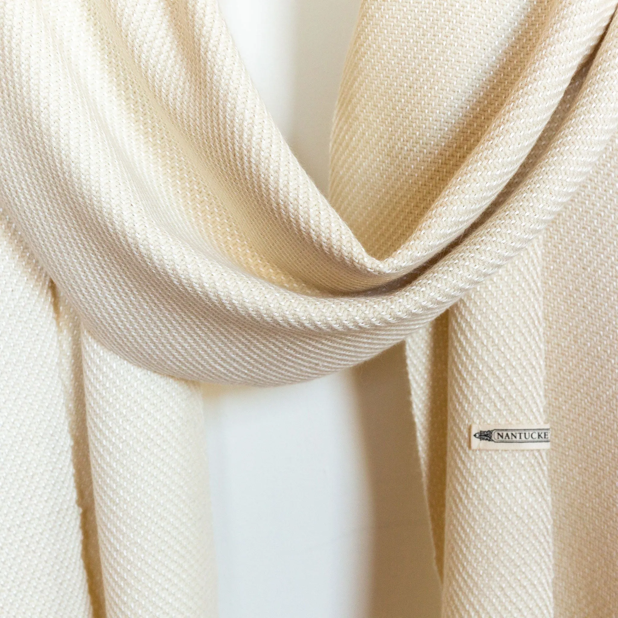 Ivory Handwoven Alpaca & Silk Wrap