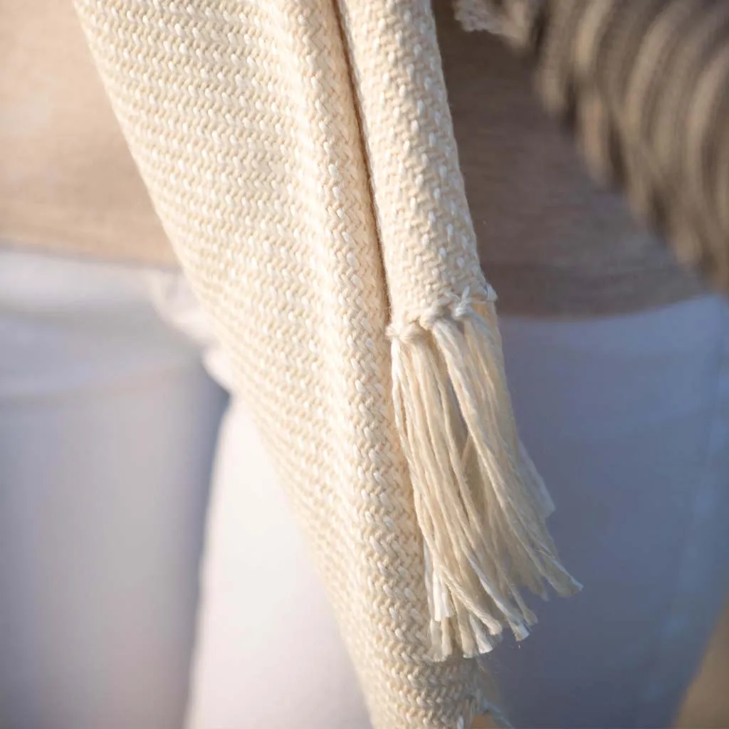 Ivory Handwoven Alpaca & Silk Wrap