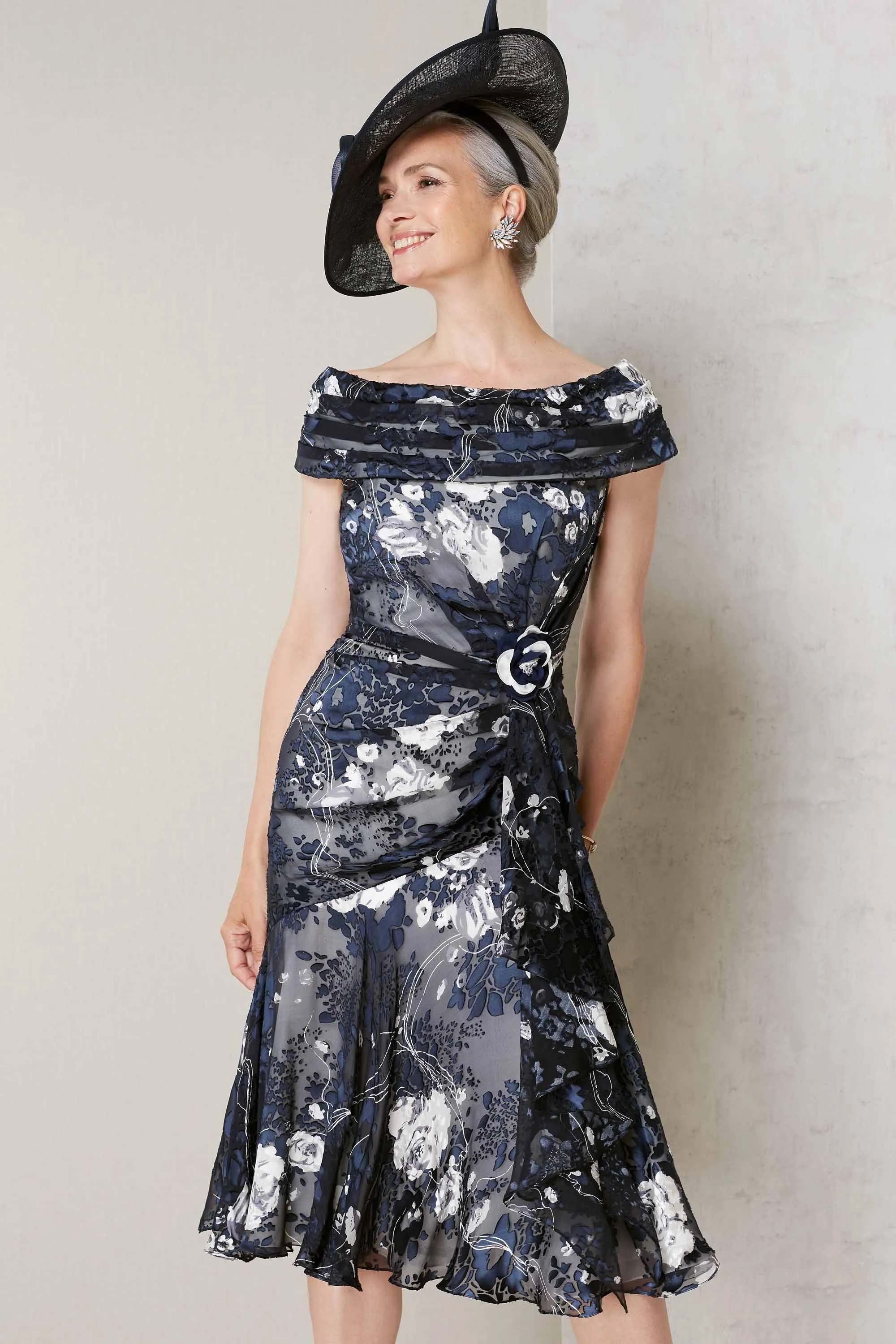 John Charles Navy & Ivory Dress Style 27046 - Elegant Womens Fashion