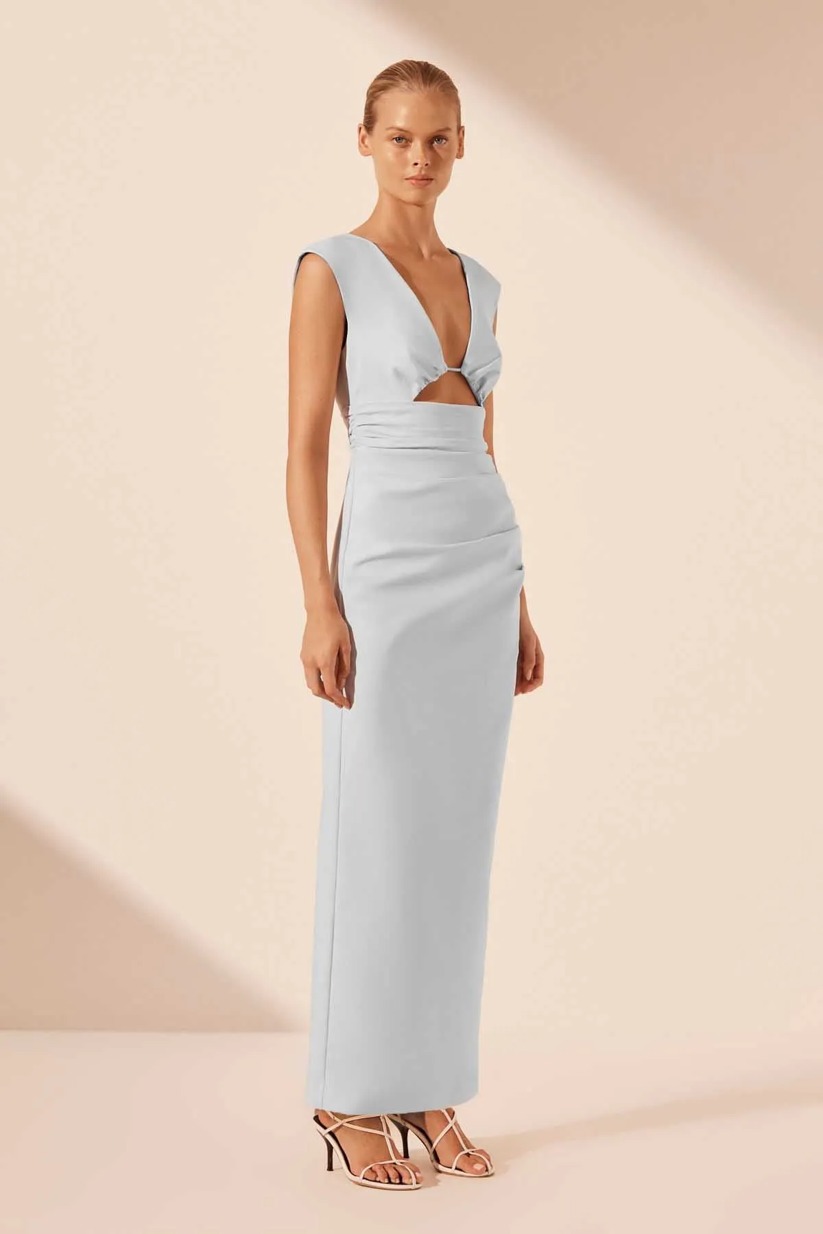 LANI PLUNGED CUT OUT MAXI DRESS - SKY