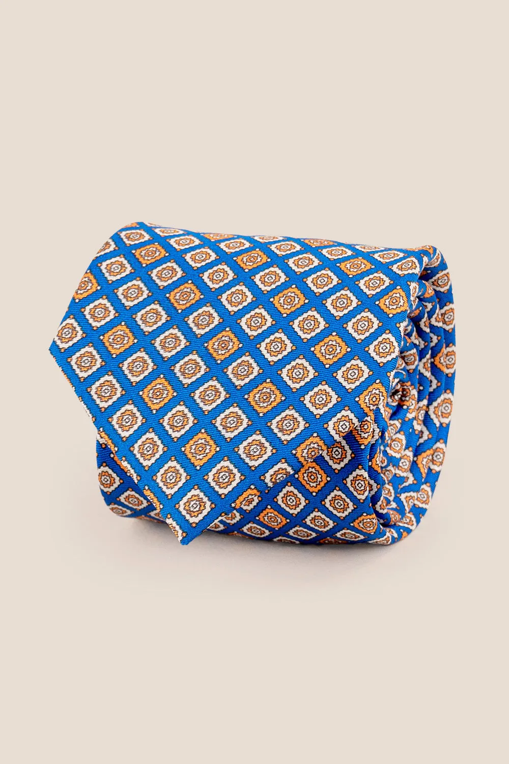 Light Blue Geometric Pattern Silk Tie