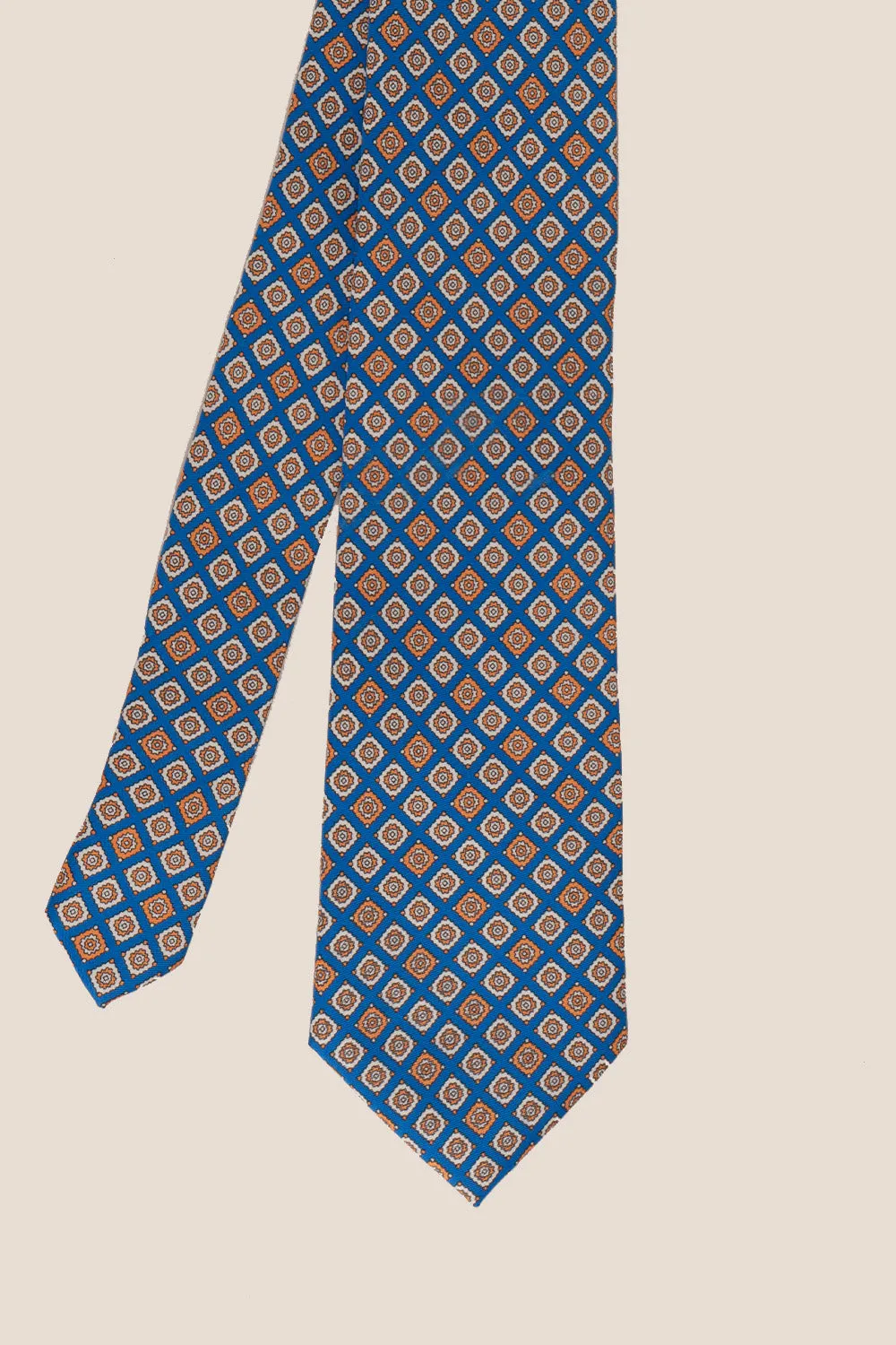 Light Blue Geometric Pattern Silk Tie