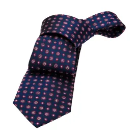 Navy / Red / Silver Ludlow Abstract Silk Tie