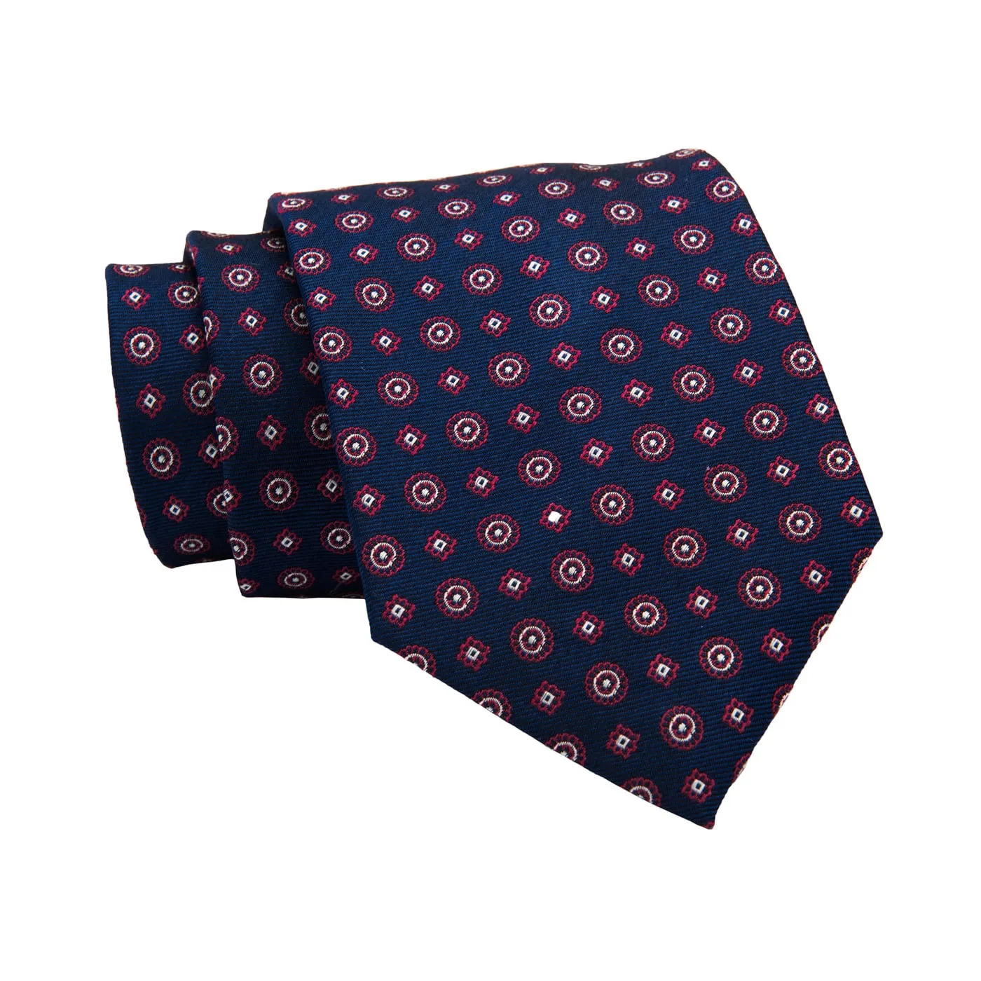 Navy / Red / Silver Ludlow Abstract Silk Tie