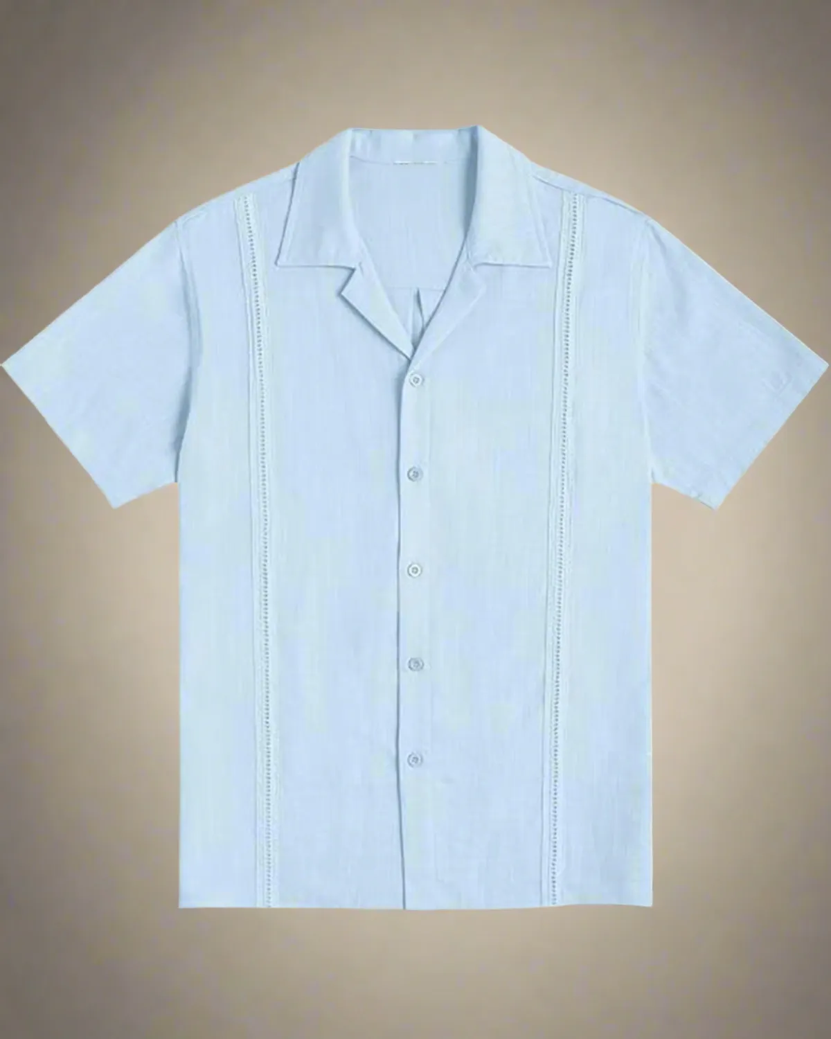 Men Linen Blue Cuban Shirt - Buttons Guayabera