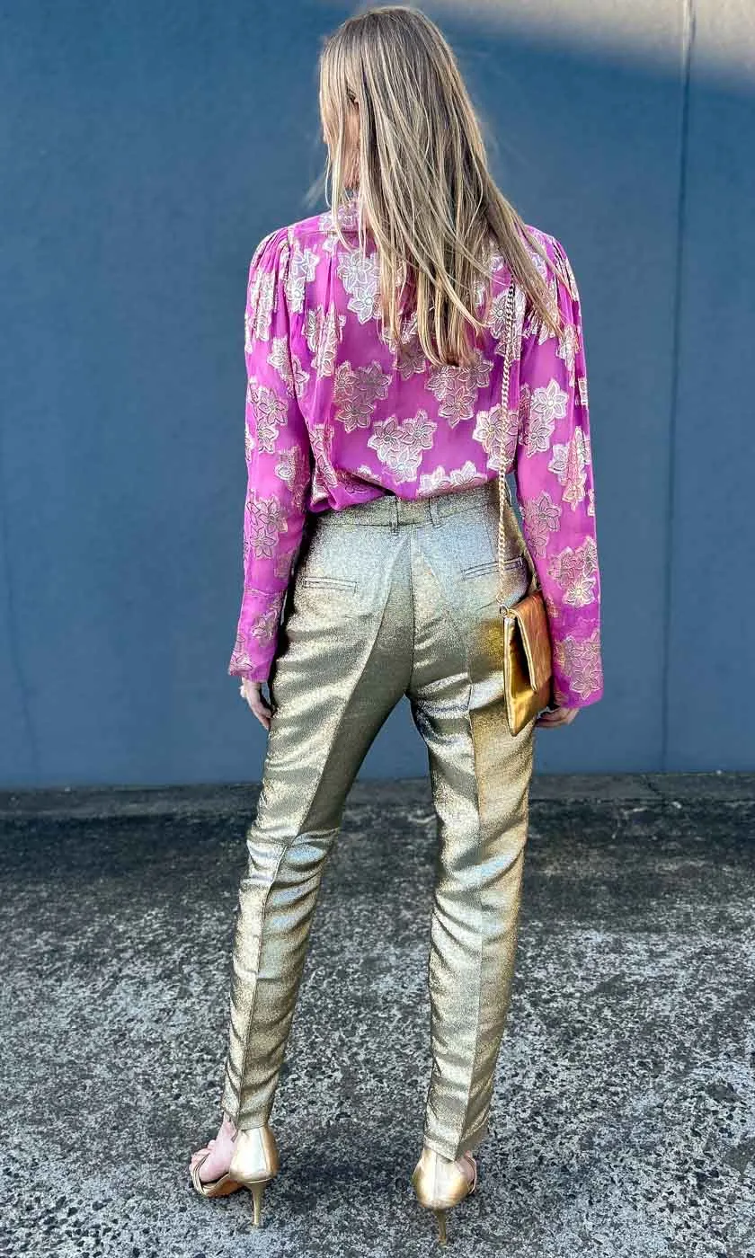 Mes Demoiselles Sanders Golden Metallic Pants