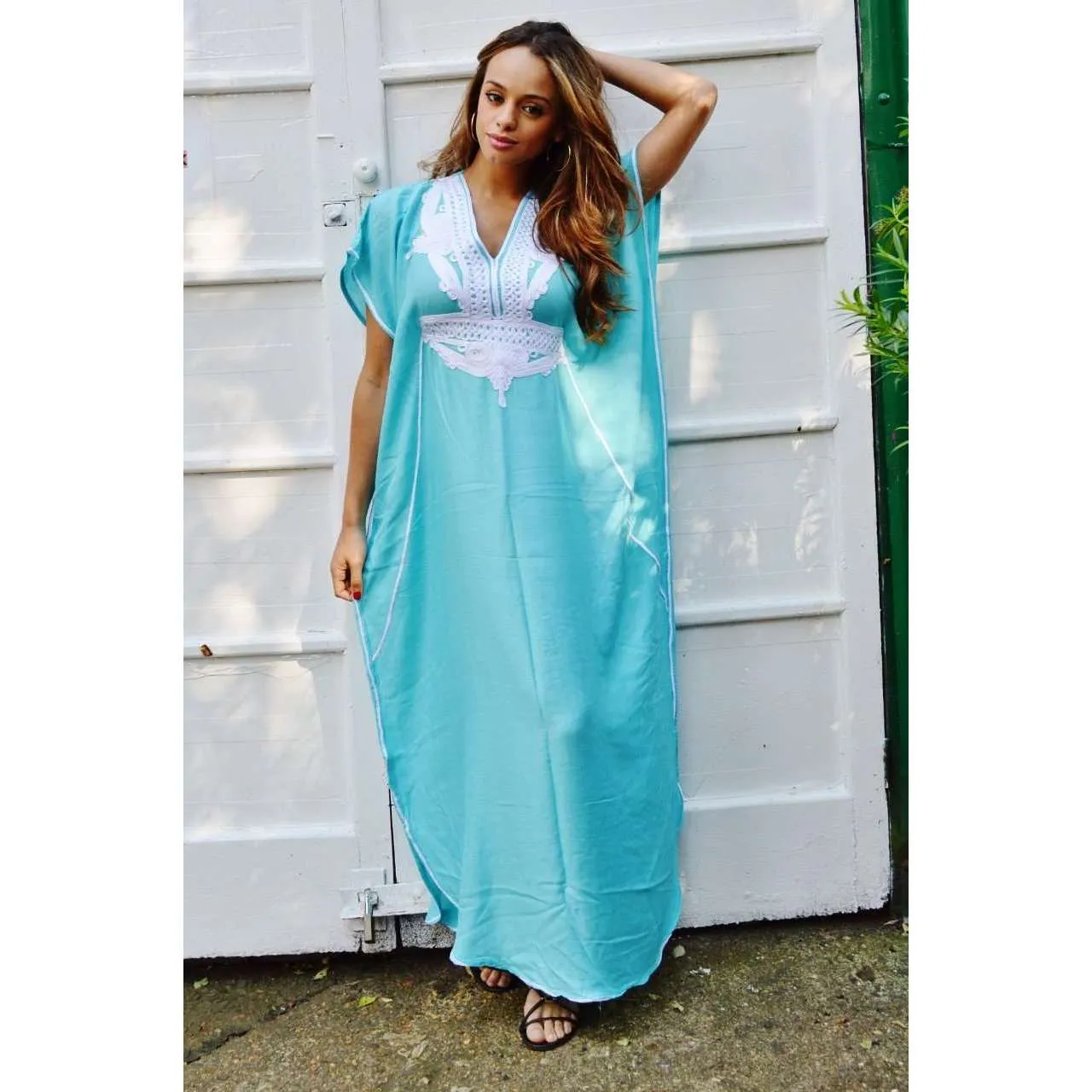 Mint Green Marrakech Style Resort Lounge Wear Caftan Kaftan