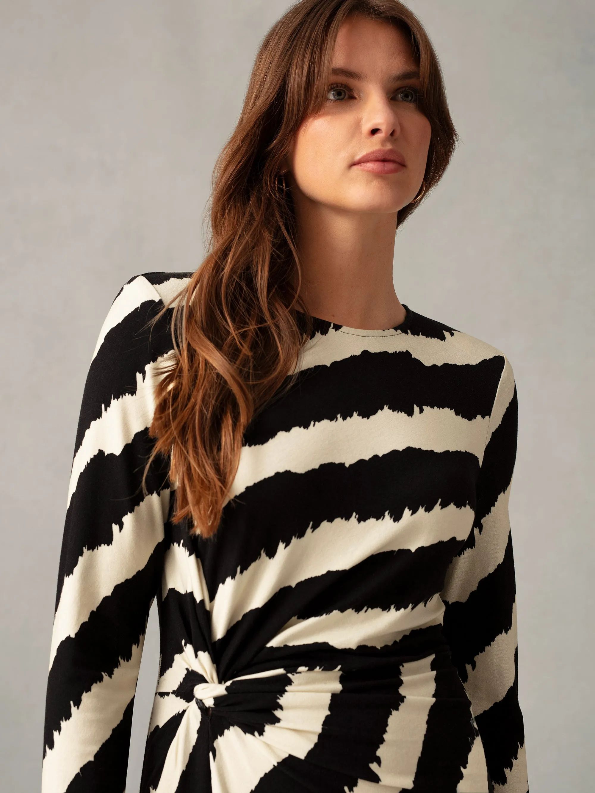 Mono Bold Stripe Twist Detail Jersey Dress