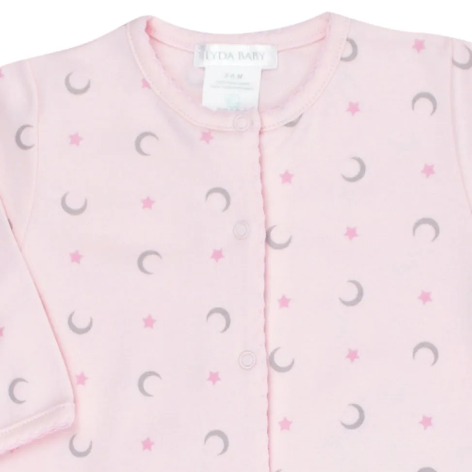 Moon And Stars Printed Footie | Baby Girl