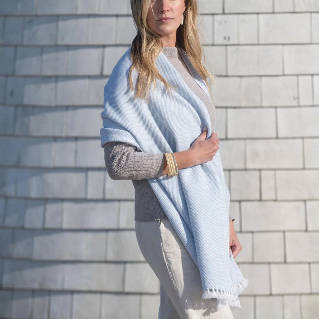 Morning Sky Blue Handwoven Cashmere Wrap