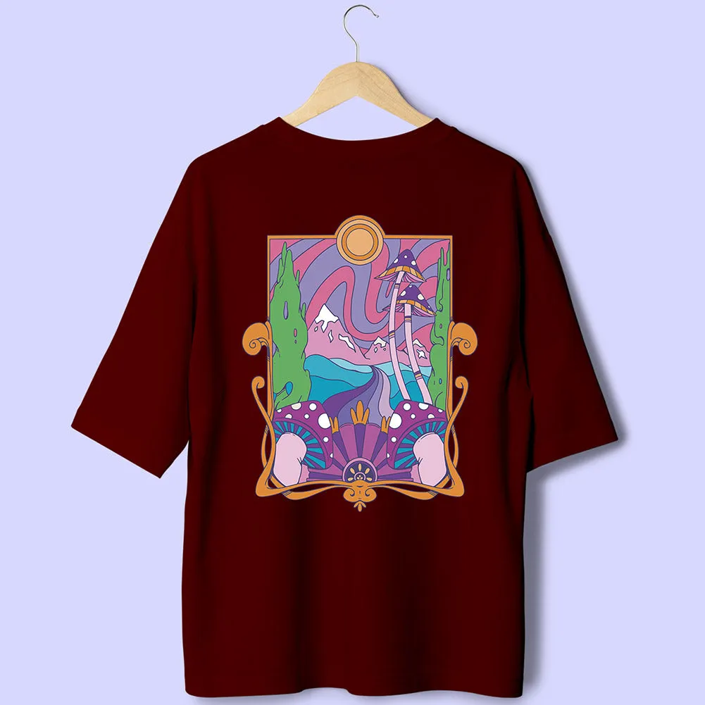 Mushroom & Nature (Back Print) Oversized T-Shirt