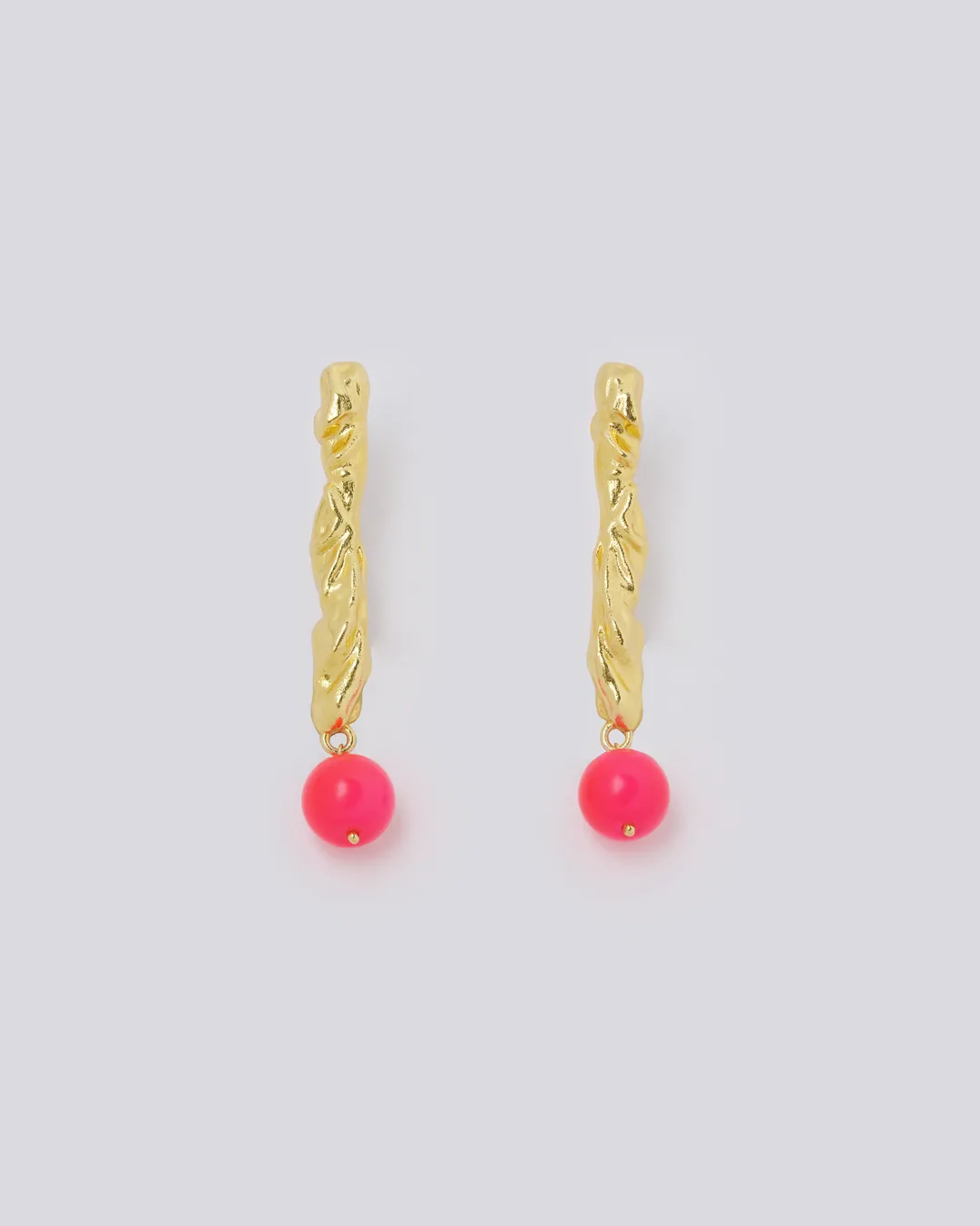 Neon Pink Gold Earrings