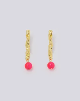 Neon Pink Gold Earrings