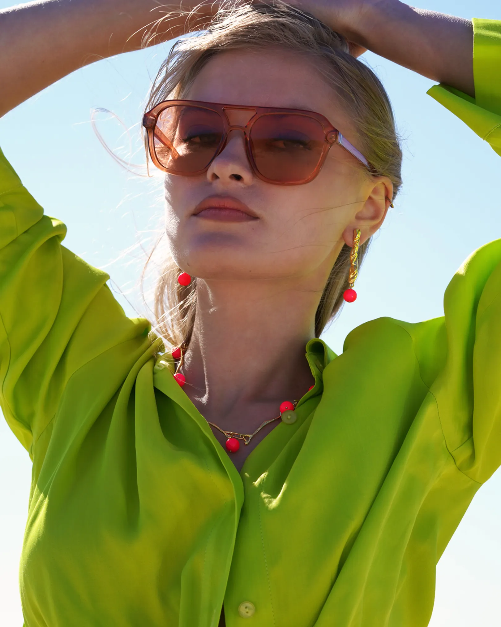 Neon Pink Gold Earrings