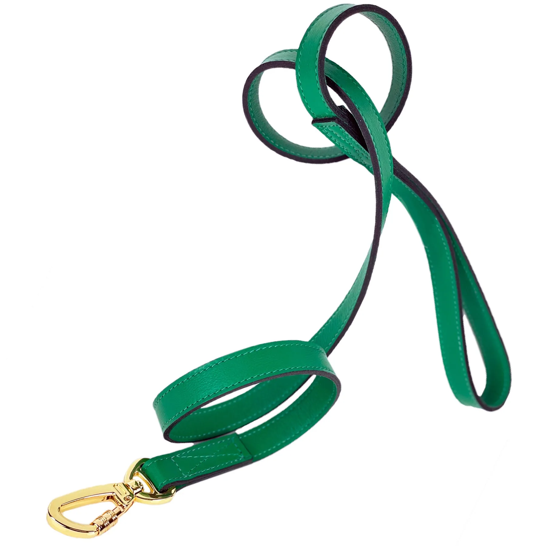 Octagon Dog Leash in Emerald Green & Gold