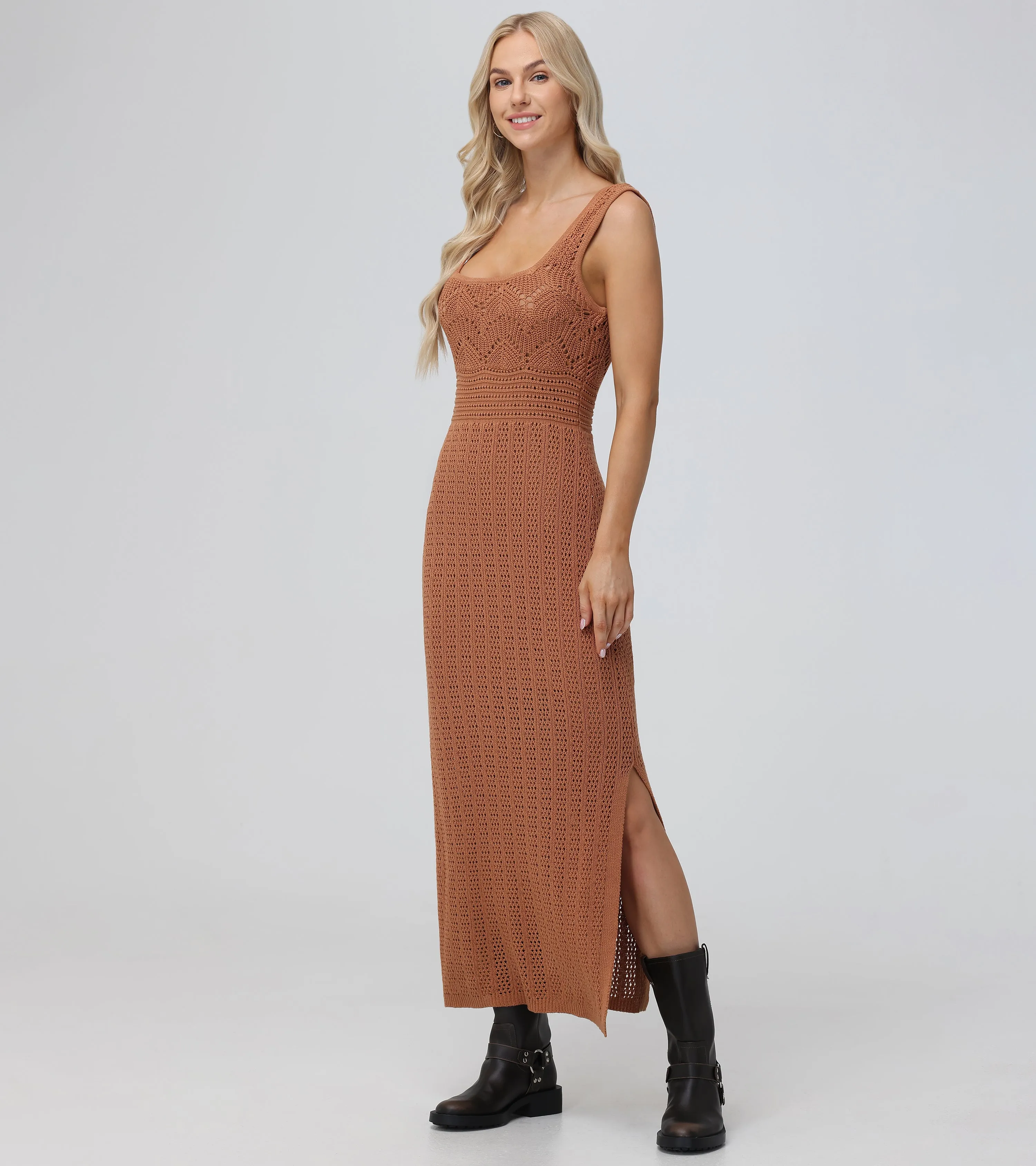 Open Stitch Maxi Sweater Dress