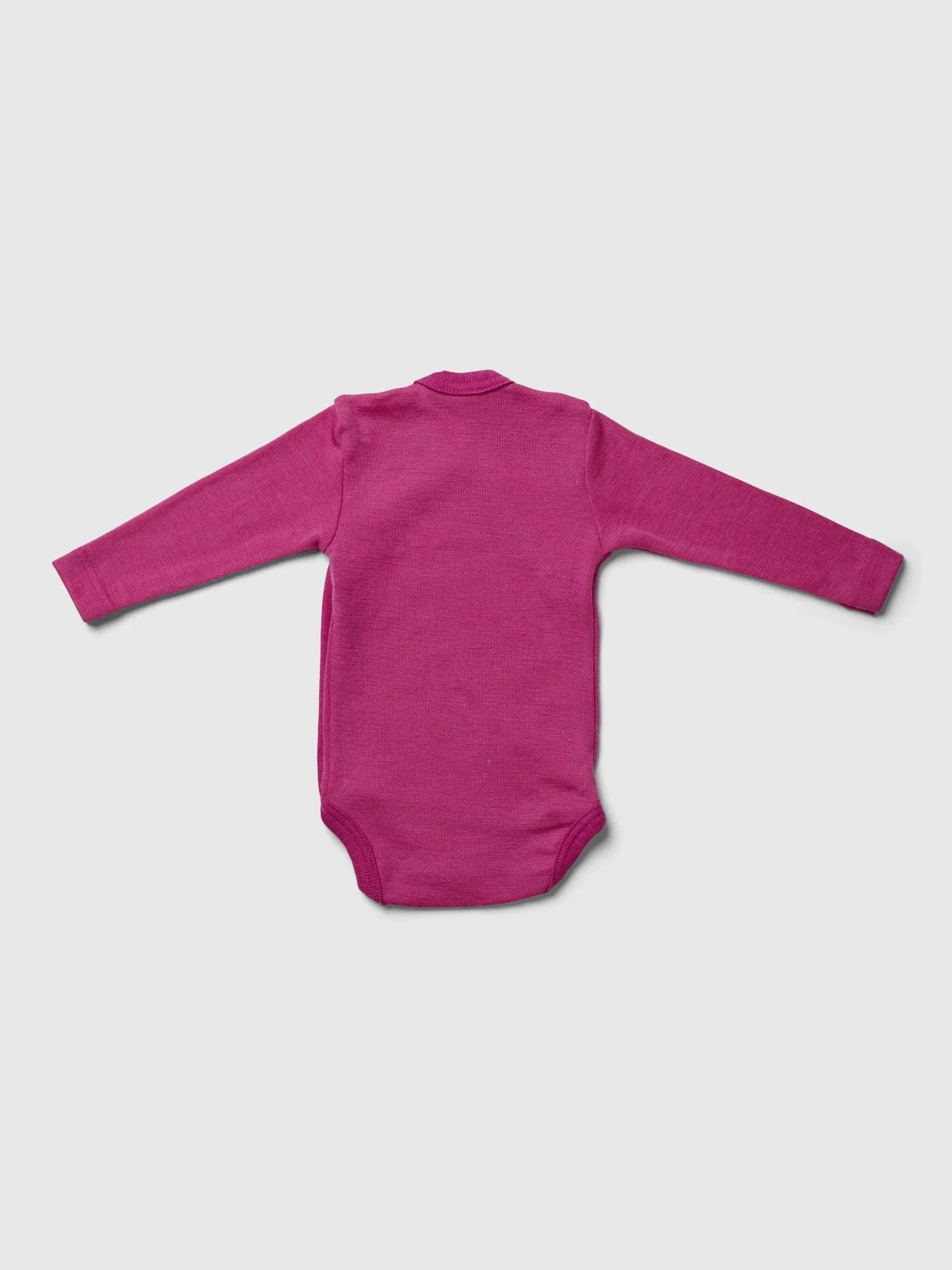 organic merino wool and silk long-sleeved baby crossover onesie - pink