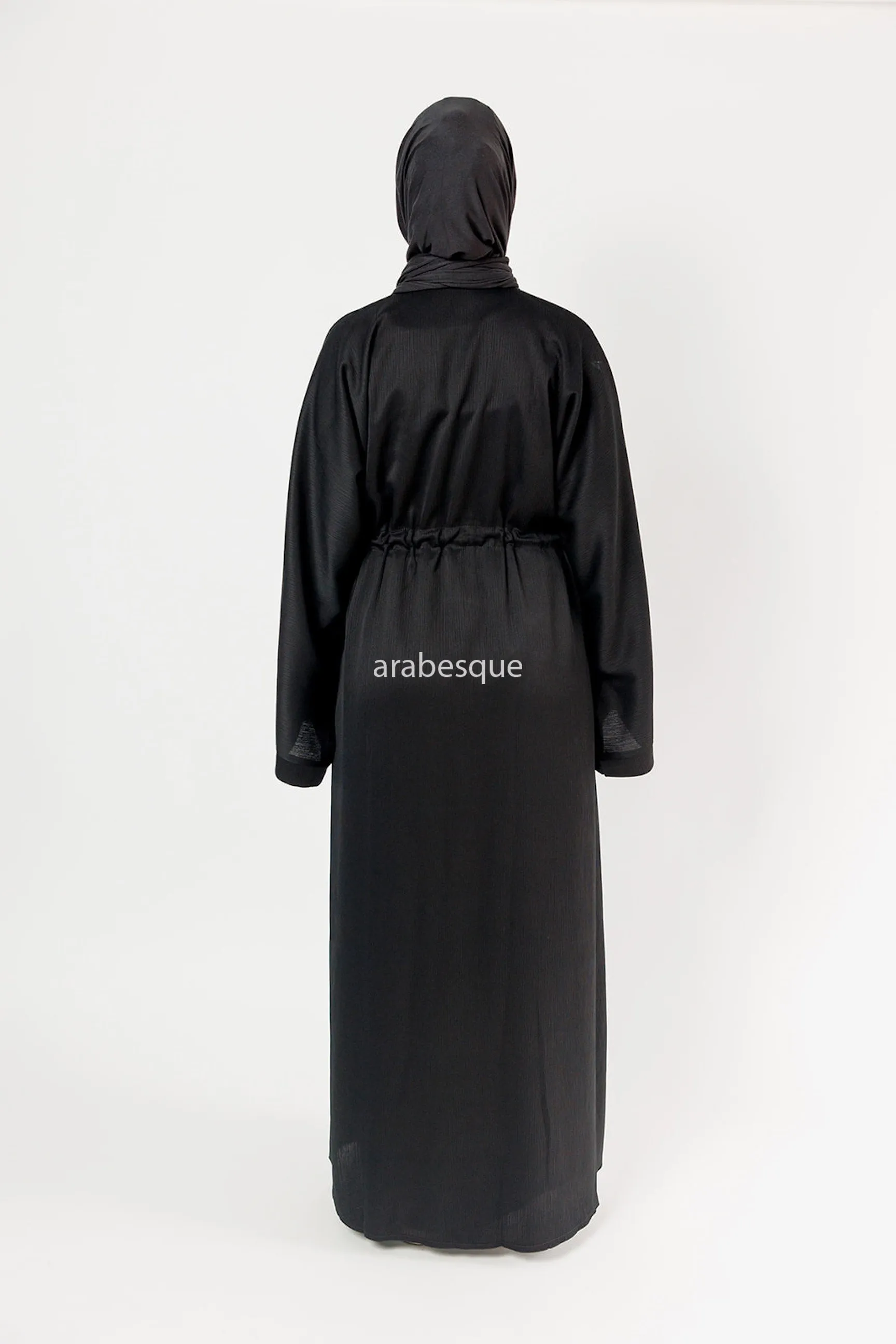 Plain Textured Open Draw string Abaya - (4 Colours)