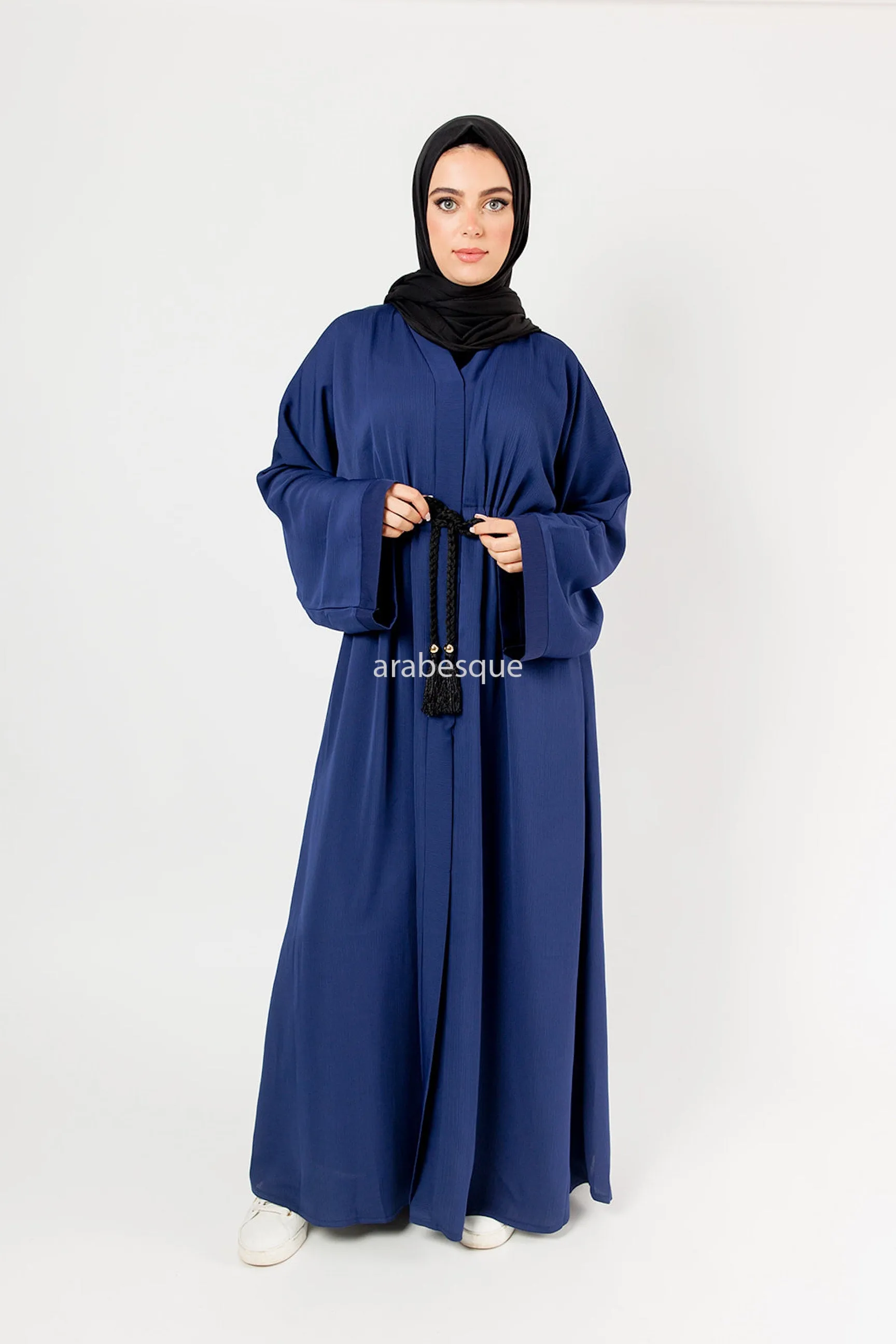 Plain Textured Open Draw string Abaya - (4 Colours)