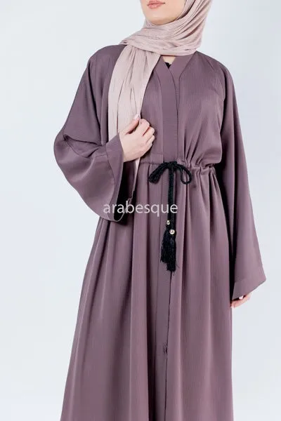 Plain Textured Open Draw string Abaya - (4 Colours)