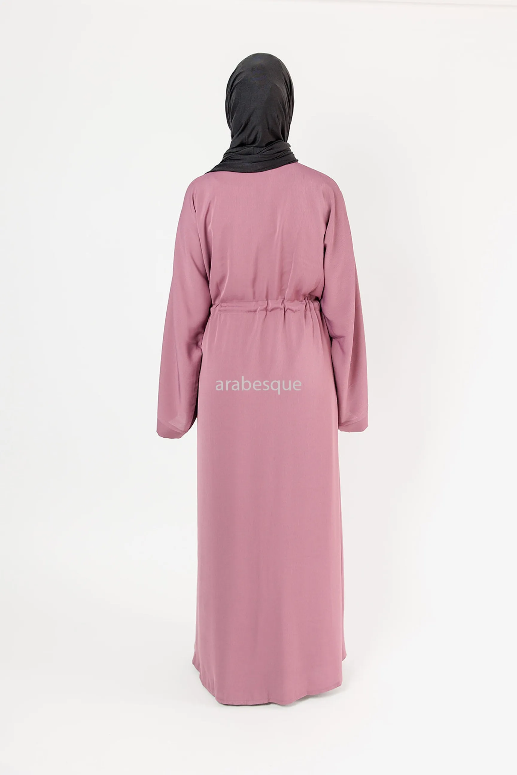 Plain Textured Open Draw string Abaya - (4 Colours)