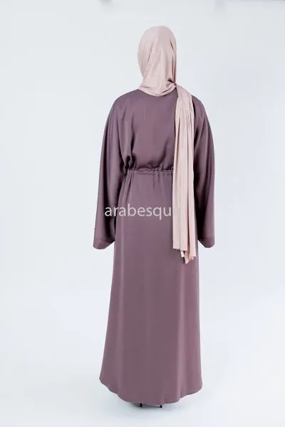 Plain Textured Open Draw string Abaya - (4 Colours)