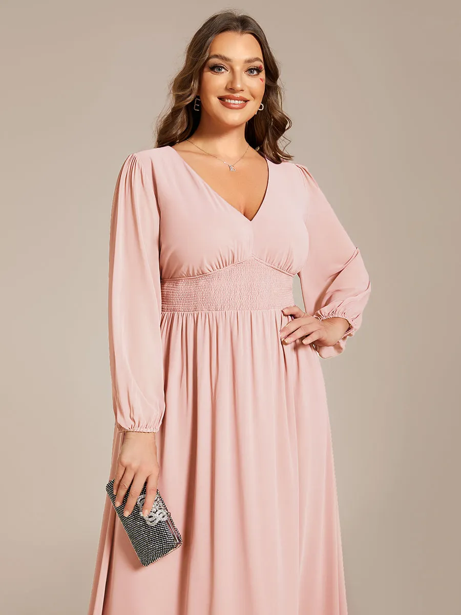 Plus Size Knee Length Chiffon Wholesale Wedding Guest Dresses With Long Sleeves