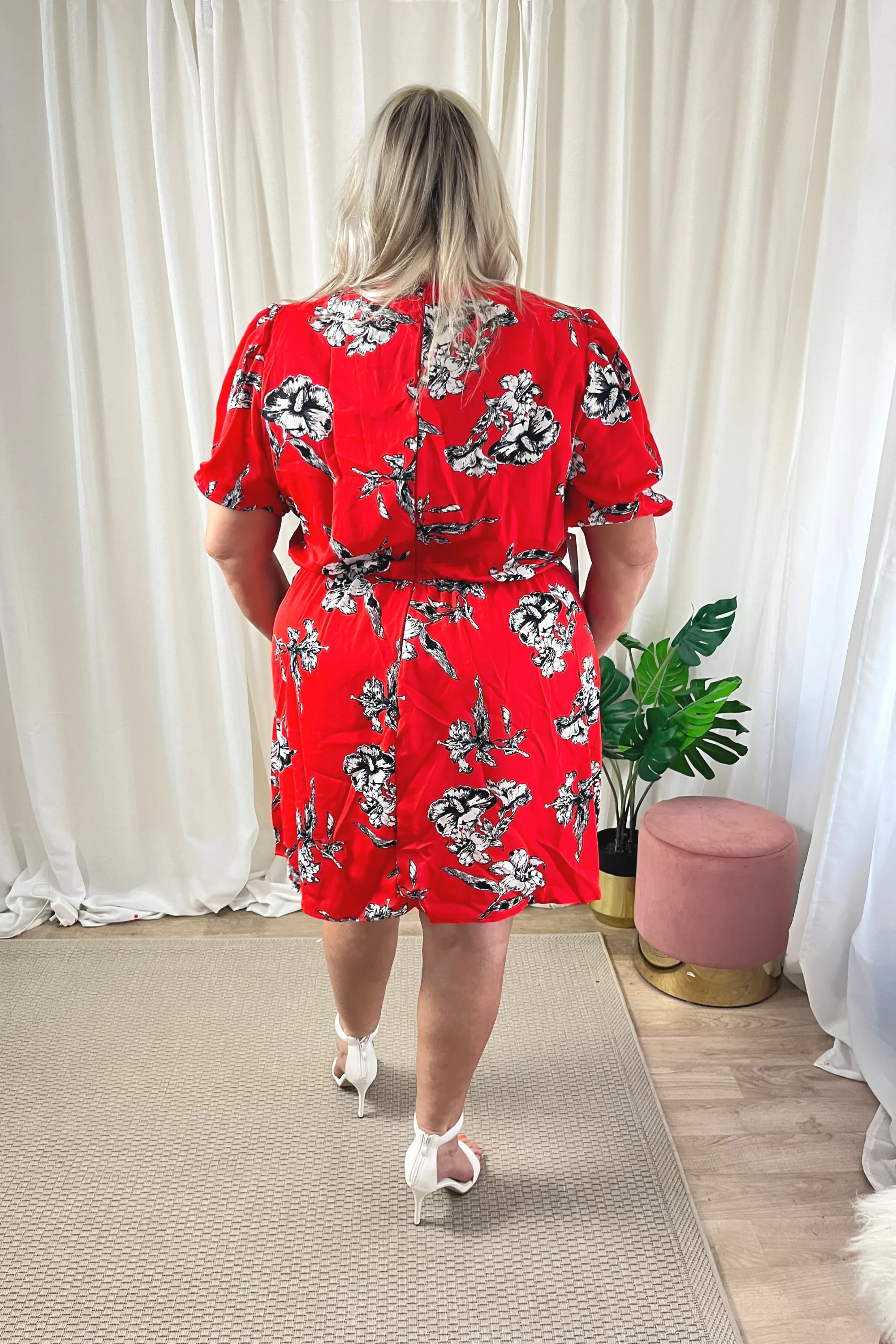 Plus Size Red Floral Dress