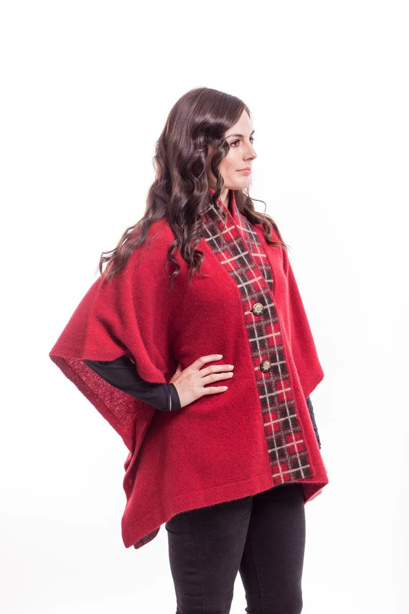 Possum Merino Tartan Cape with buttons