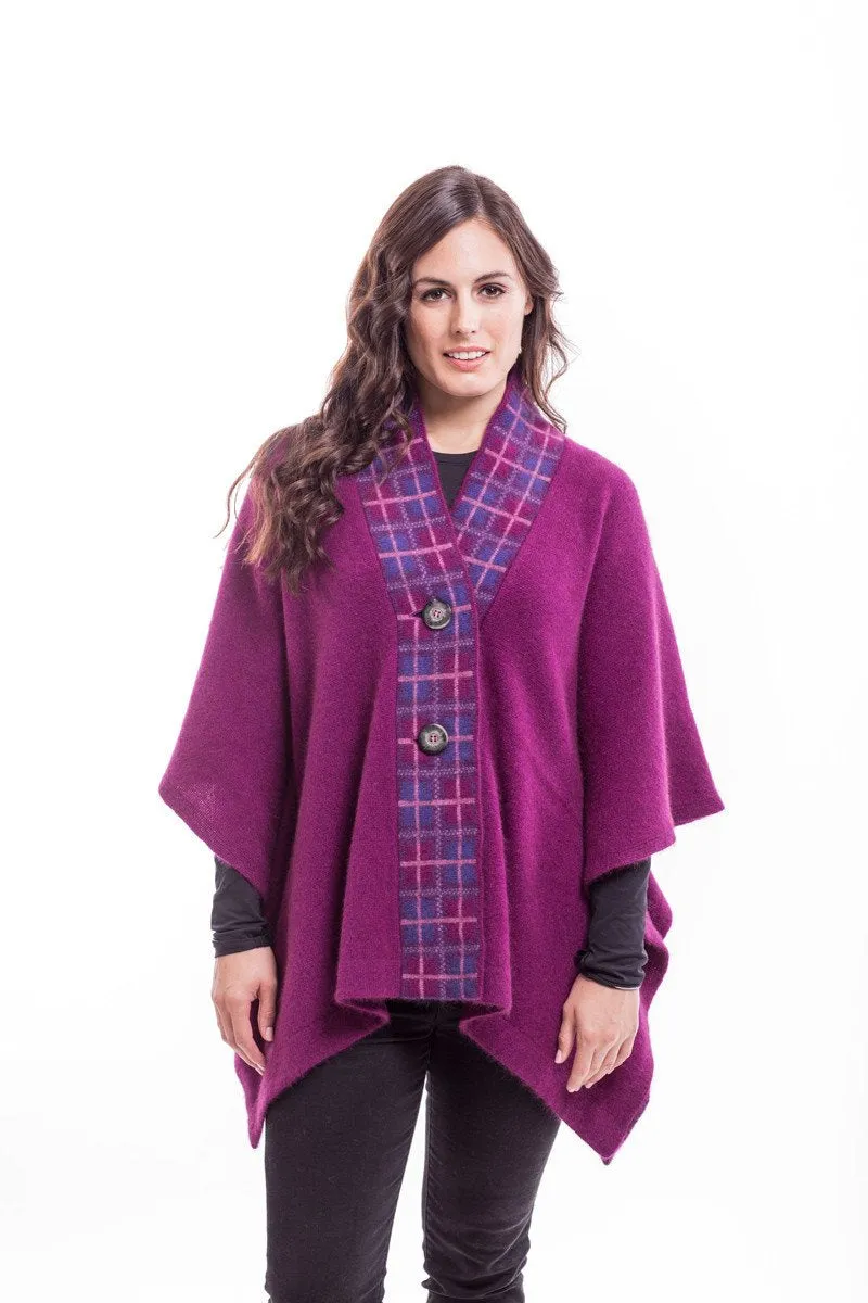 Possum Merino Tartan Cape with buttons