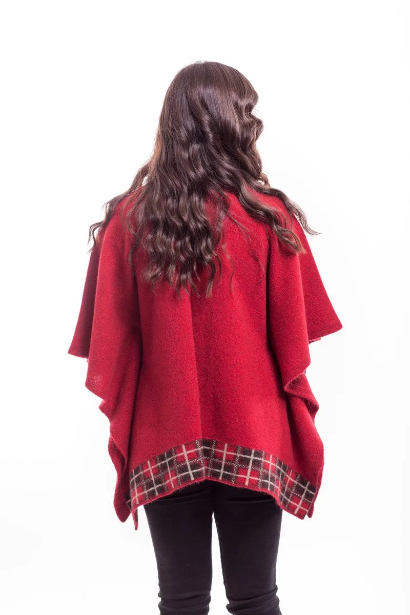 Possum Merino Tartan Cape with buttons