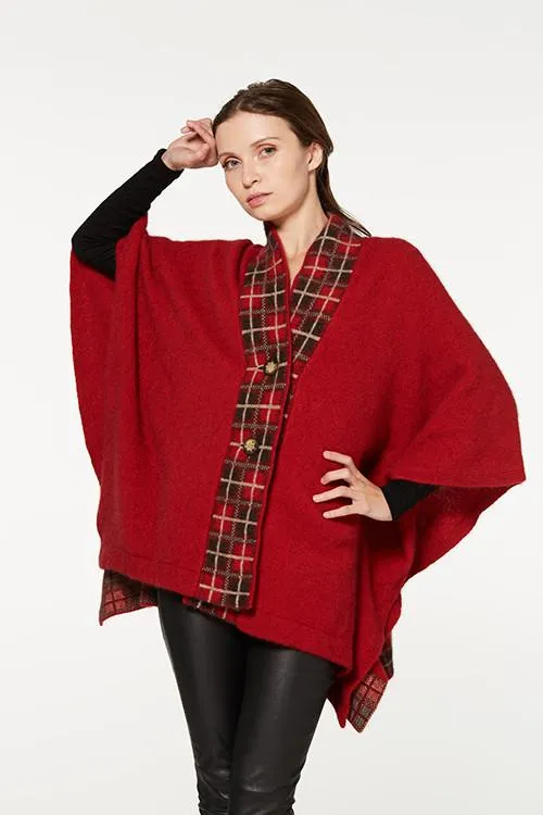 Possum Merino Tartan Cape with buttons