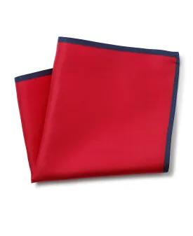 Red Navy Border Silk Pocket Square