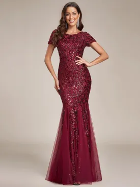 Round Neck Mermaid Sequin & Mesh Evening Dresses