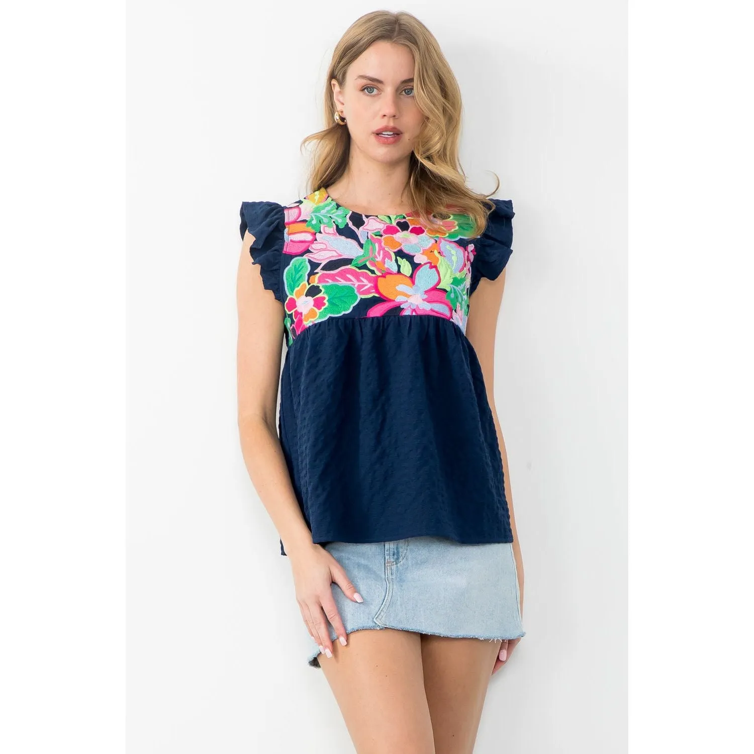 Scarlett Embroidered Textured THML Top