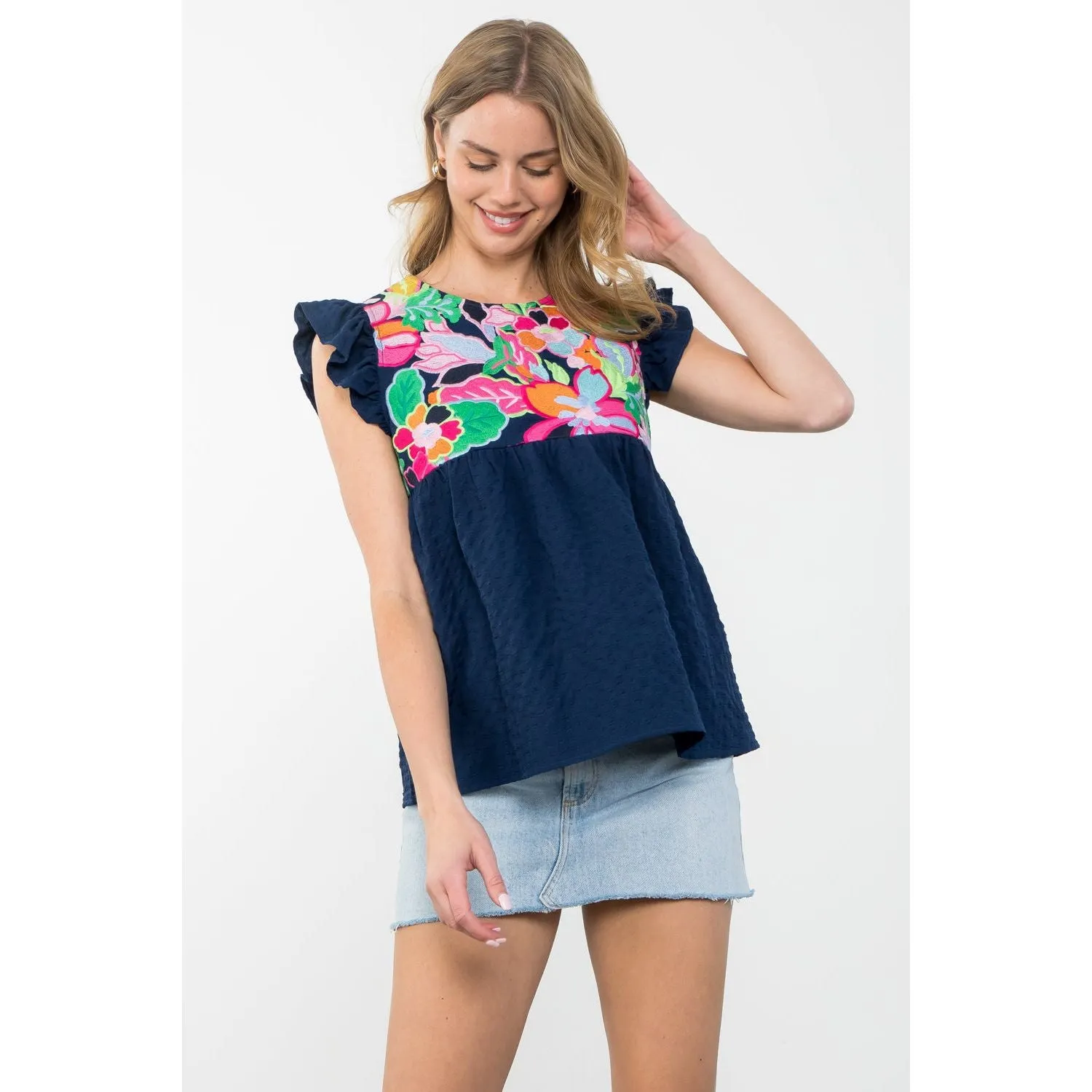 Scarlett Embroidered Textured THML Top