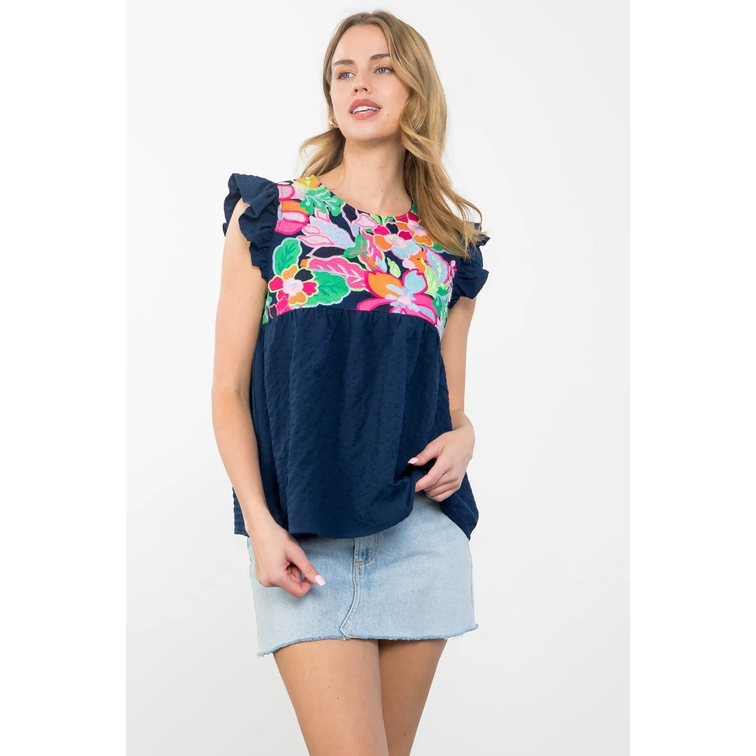 Scarlett Embroidered Textured THML Top