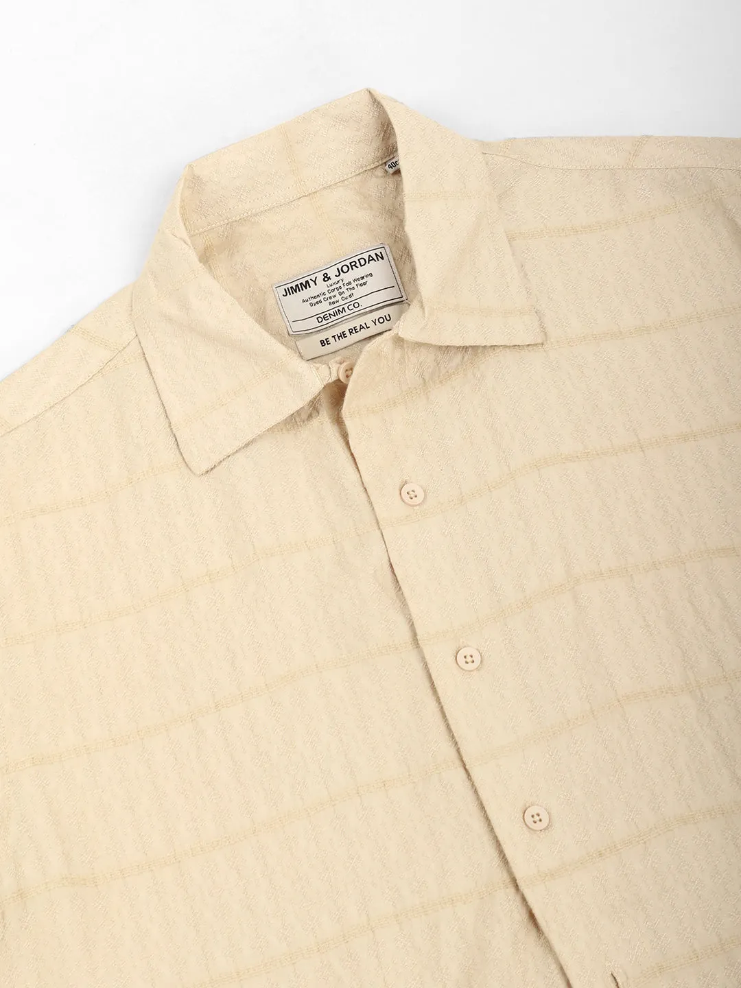 Shirtolo Beige Plain Half Sleeve Shirt