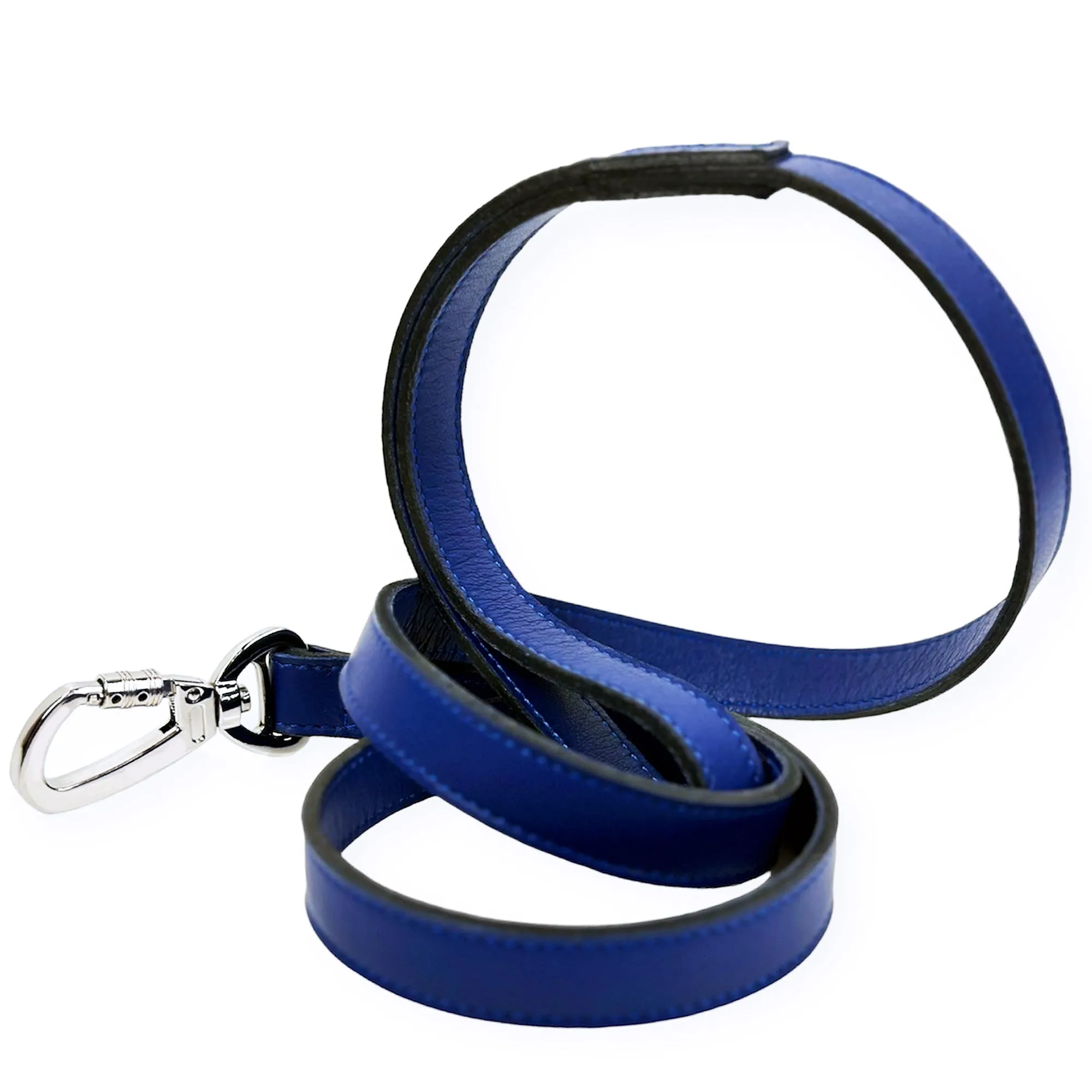 Signature Dog Leash in Cobalt Blue & Nickel