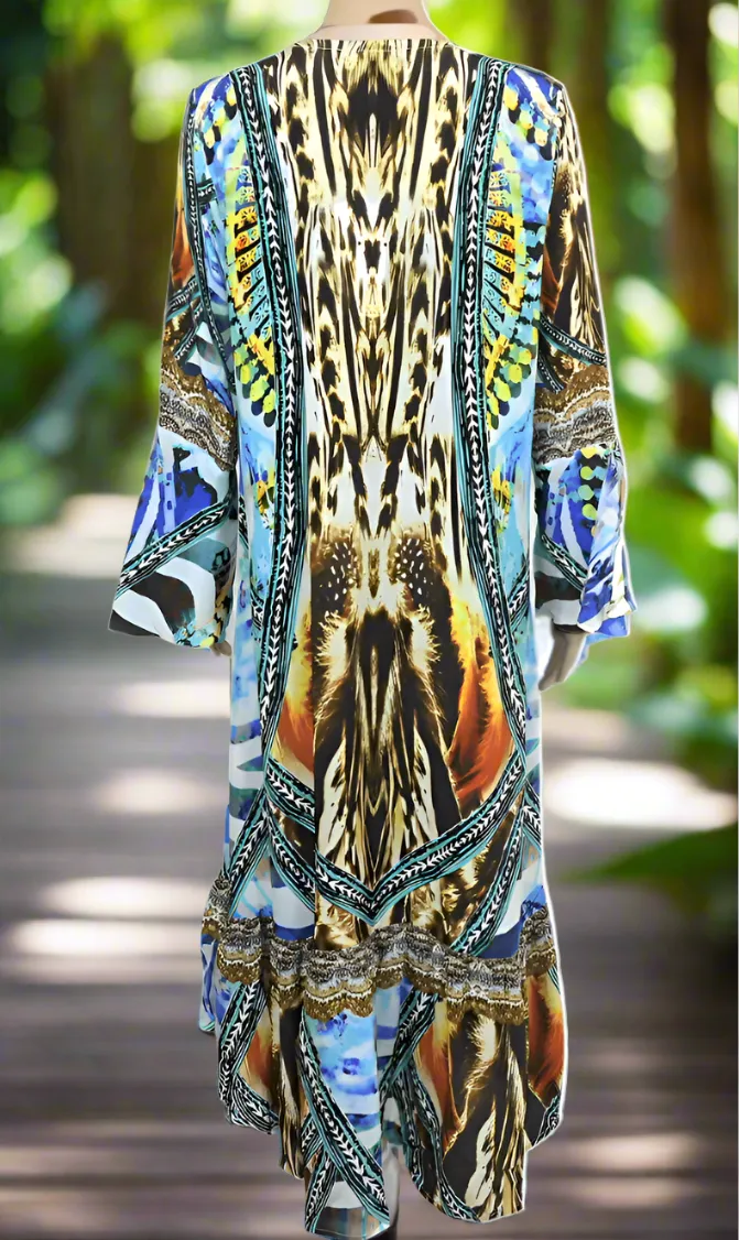 Silk Hi-Low Frill Dress - Saffron- Multi-kaftans that bling