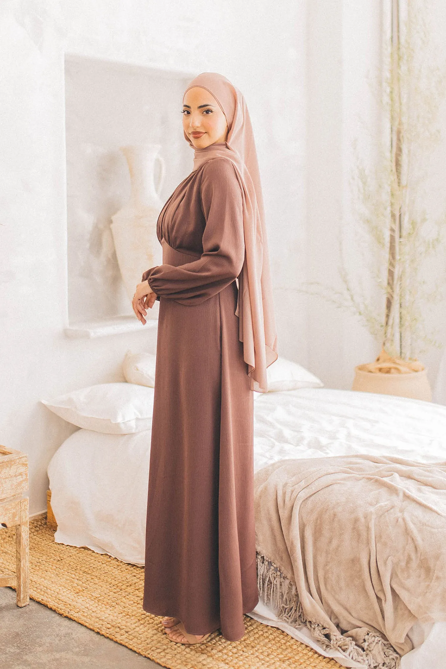 Sireen Textured Maxi Dress- Espresso