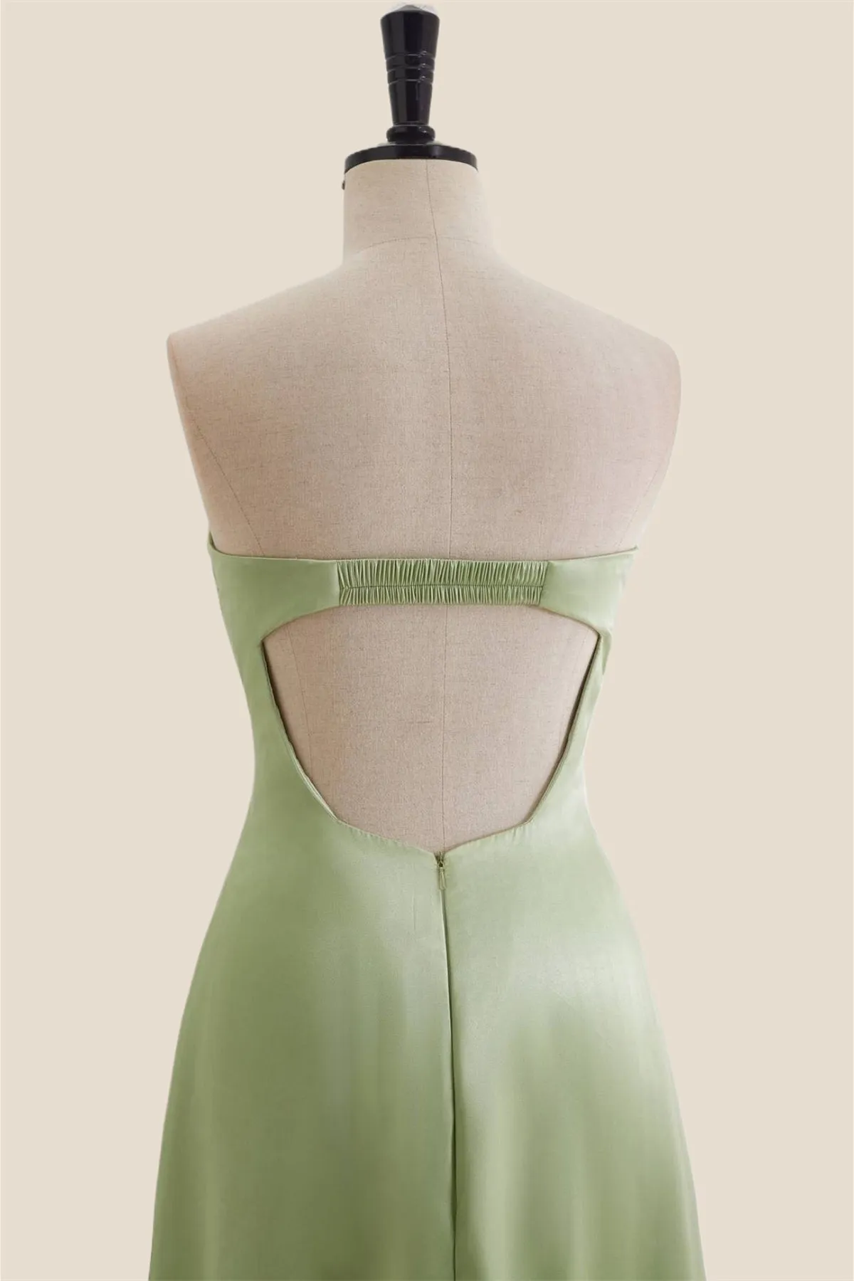 Strapless Sage Green A-line Long Party Dress