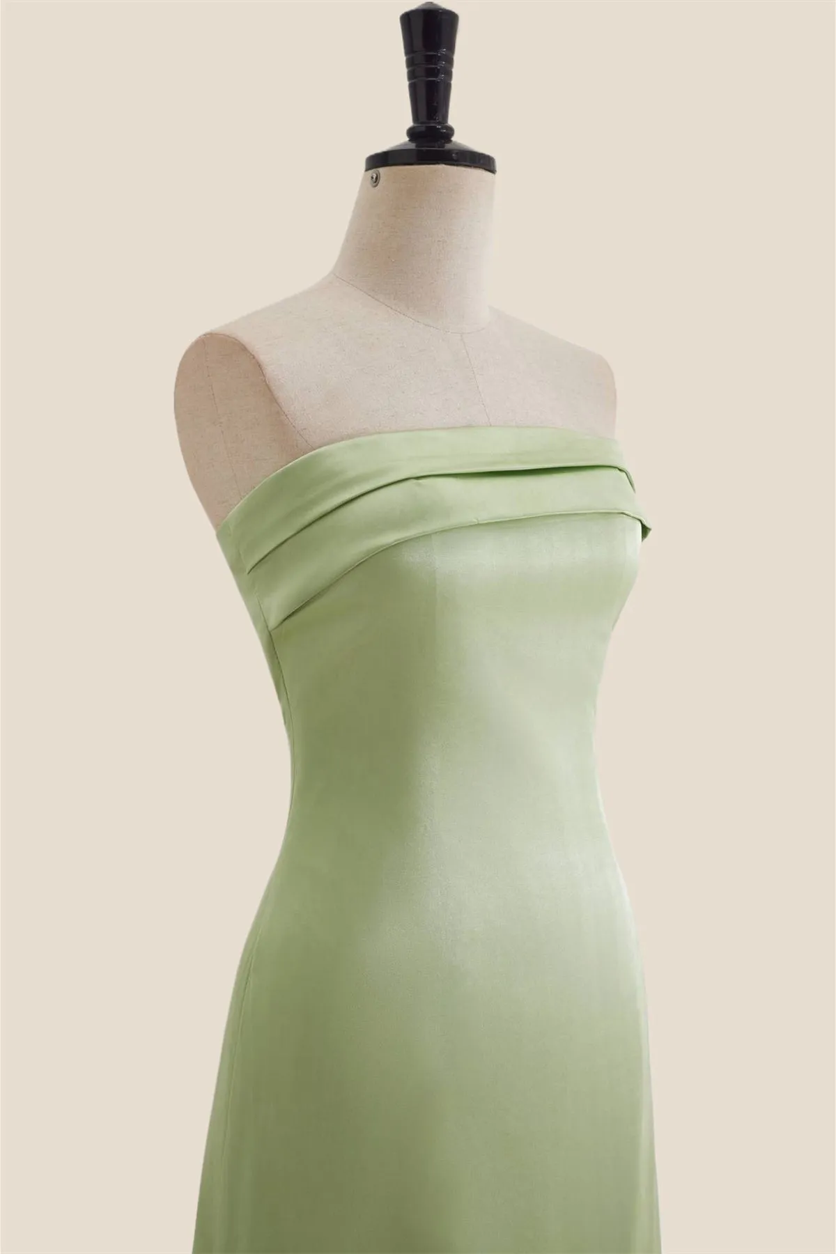 Strapless Sage Green A-line Long Party Dress