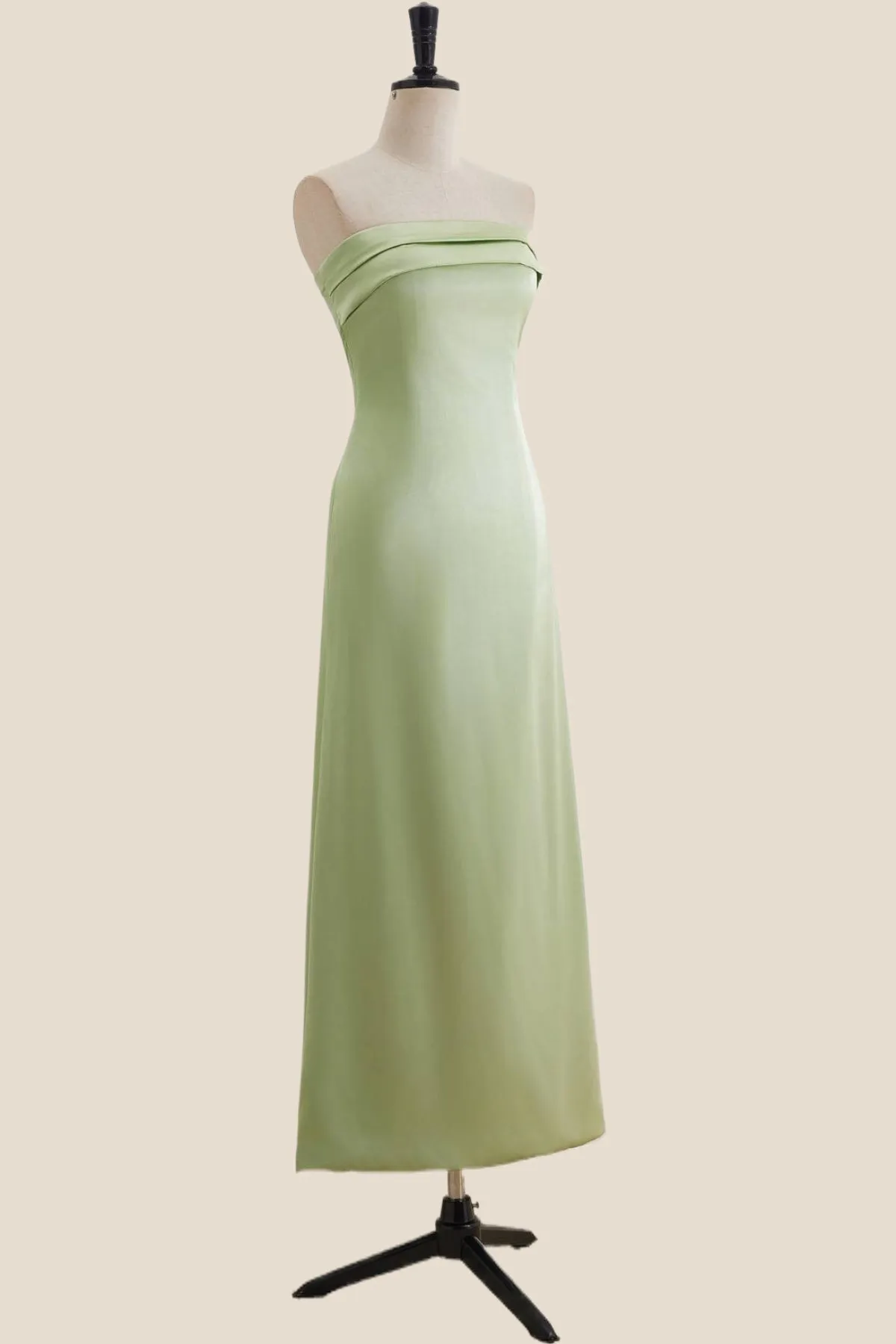 Strapless Sage Green A-line Long Party Dress