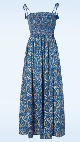 Summer Paisley Maxi Dress in Blue