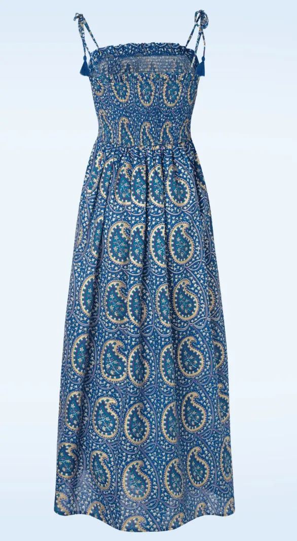 Summer Paisley Maxi Dress in Blue