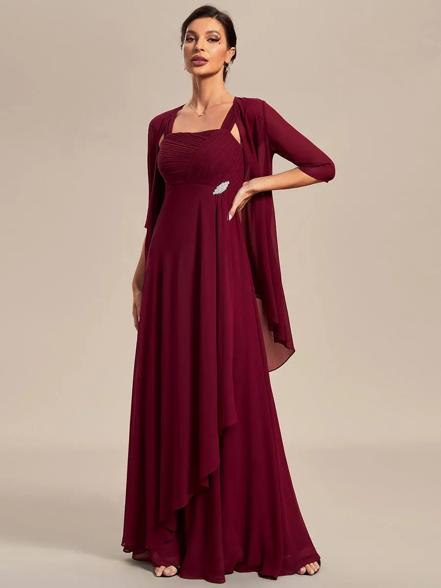 Two-Piece Square Neck Chiffon A-Line Mother of the Bride Dress